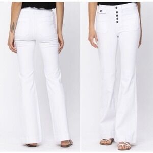 Judy Blue Jeans Womens 11/30 White Flare Fit Button Fly Stretch  JB88215 NWOT